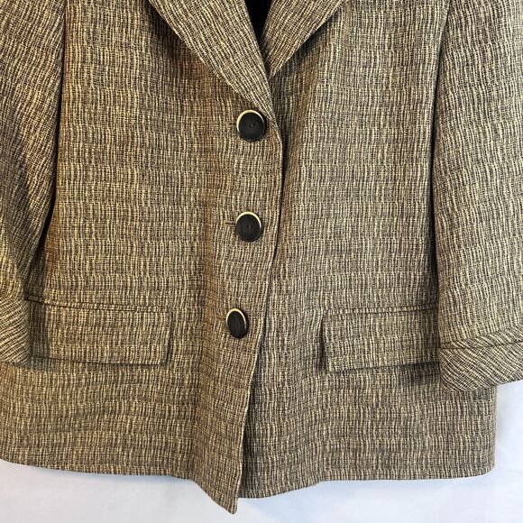 Le Suit Tweed Single Breasted Blazer 1/2 Sleeve Classic Business Career Size 12 - Picture 4 of 9